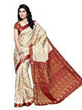 MIMOSA Silk Saree(65-HLFWHITEMARUN_Beige &amp; Red)