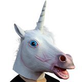 CreepyParty Deluxe Novelty Halloween Costume Party Latex Animal Head Mask, Unicorn