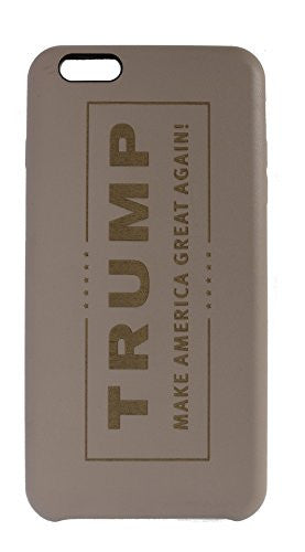 Trump Custom Engraved On A Grey Tan PU Leather Phone Case for IPhone 6 Plus or 6S Plus (PC6P-TRUMP-GREY)