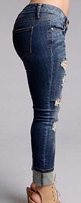 Dalinarrow Women's Sexy High Waisted Ripped Holes Skinny Jeans Pant