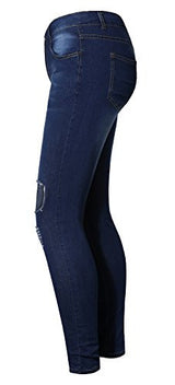 Ermonn Women's Ripped Washed Boyfriend Denim Trousers Jeans