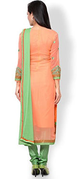 Khushali Fashion Women's Brocade &amp; Georgette Salwar Suit Dress Material(tarzen05_Peach_Free Size)