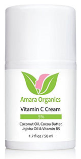 Amara Organics Vitamin C Cream for Face with Coconut Oil, Cocoa Butter & Jojoba Oil, 1.7 fl. oz.