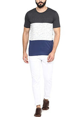 Colors Couture Three Panel Half Sleeves Slim Fit Round Neck Printed Cotton T-Shirt for Men