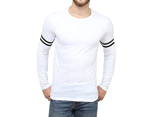 SayItLoud Solid Men's Round Neck T Shirt (40SOLIDWHITEBLACK-L_White, Black_Large)
