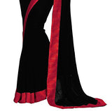SOURBH Women's Faux Georgette Saree (7108_Black Red)