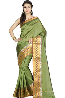 Chandrakala Women's Silk Saree (1005MEH_Mehndi Green)