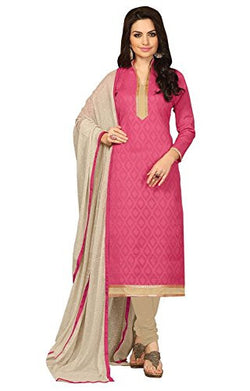 EthnicJunction Women's Cotton, Jacquard Straight Fit Unstitched Dress Material (EJ1110-102_Pink)
