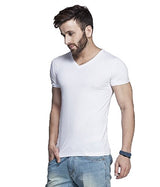 Tripr Men's V-Neck Tshirt Combo White Grey (Large)