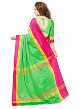 Glory Sarees Women's Poly Cotton Ethnic Wear Saree (jari107_green and pink)