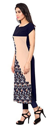 Ziyaa Women's Faux Crepe Kurti (ZIKUCR186-L_Beige_Large)