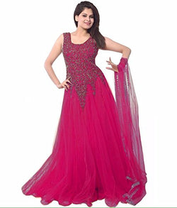 Clickedia Women's Net B019QJ6HSE (Dark Pink Net Gown _Dark Pink_)