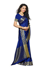 Mimosa By Kupinda Women's Tusser Silk Saree Kanjivaram Style Color :Navy Blue (3196-2073-NVY)