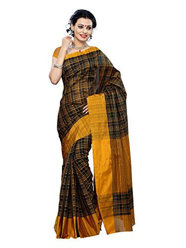 Mimosa Women Kanchipuram Cotton Art Saree With Plain Blouse (Yellow ,3145-RZ-4-CH-MUST)