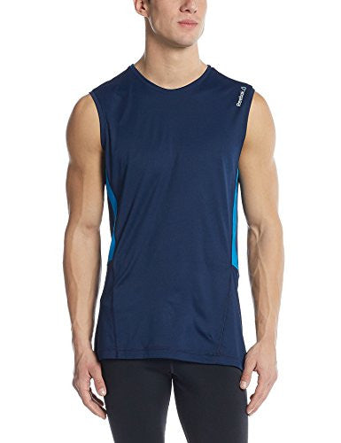 Reebok Men's Round Neck T-Shirt (4057284873932_AY2397_Small_Collegiate Navy and Instinct Blue)