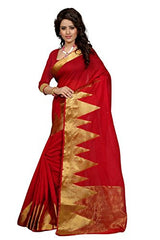 Binal Fashion Self Design Women Red Cotton Silk Saree