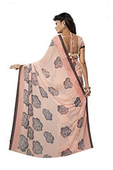 Ishin Women's Georgette Saree (Ishinsb-8333_Pink &amp; Black)