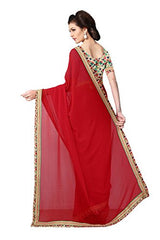 Oomph! Women's Chiffon Saree (anjani_6010_Crimson Red_Free Size)