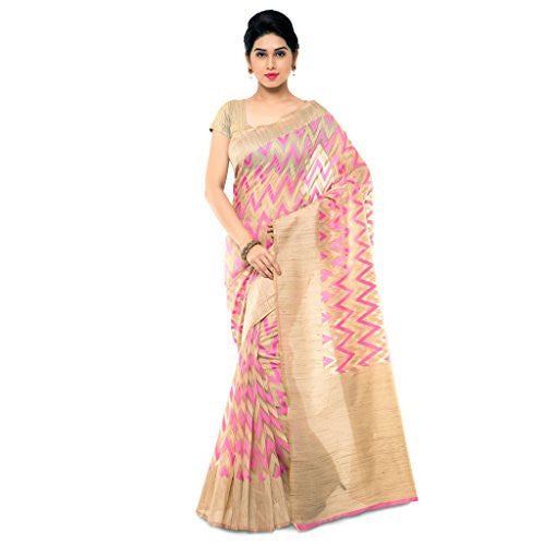 Varkala Silk Sarees Women's Net Kahdi Silk Saree(TD1052RN_Pink)