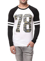 Gritstones Men's Black/White Full Sleeve Round Neck Raglan Cotton Tshirt Gsfsrgln1288Blkwht_Xl