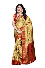 Mimosa Women's Traditional Art Silk Saree Kanjivaram Style With Blouse Color:Chiku(3299-224-CKU-MRN )