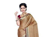 Mimosa Women'S Creap Silk Saree With Blouse,Color:Chiku(3200-2077-CHKU-MRN)