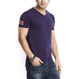 Gritstones Men's V-Neck T-Shirt (GS60205BDGNVY (1)_Navy Blue_Medium)