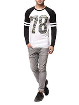 Gritstones Men's Black/White Full Sleeve Round Neck Raglan Cotton Tshirt Gsfsrgln1288Blkwht_Xl