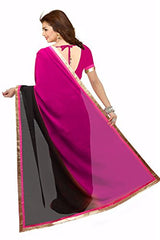 Trendz Women's Dual Shade Georgette Saree(TZ_Chocolate)