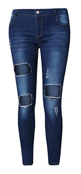 Ermonn Women's Ripped Washed Boyfriend Denim Trousers Jeans