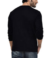 Neevov Men's V- Neck Cotton Black T-Shirt Full Sleeve-L