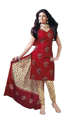 Angelfab Women's Cotton Dress Material (SUM814_red)