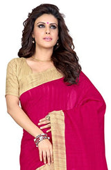 SOURBH Women's Raw Silk Saree (659_Pink,Beige)