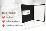STYLIO Padfolio/ Resume Portfolio Folder - Interview/ Legal Document Organizer & Business Card Holder - With Letter-Sized Writing Pad - Handsome Piano Noir Faux Leather Matte Finish & Accent Stitching