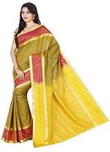 RR's Women's Kanchipuram Art Silk Saree Handloom Saree (NBB001 OLIVE GOLD)