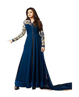 Royal Export Women's Georgette Blue Anarkali Semi Stitched Salwar Suit