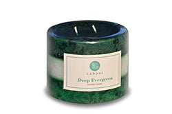 LABONI Deep Evergreen Mottled Rustic Layered Pillar Scented Candle