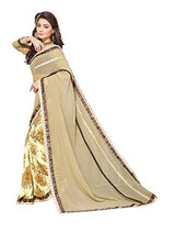 Oomph! Women's Georgette Sarees Party Wear/Fancy Georgette Sarees/Printed Georgette Sarees - Peanut Brown &amp; Banana Yellow