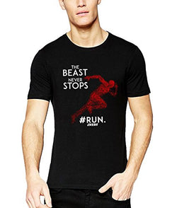 Adro Men's Round Neck Cotton T-Shirt (Black) (RNR-M-STO-BL-L)