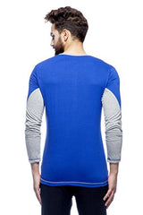 Men's Blue Grey V neck T-shirt (Medium)