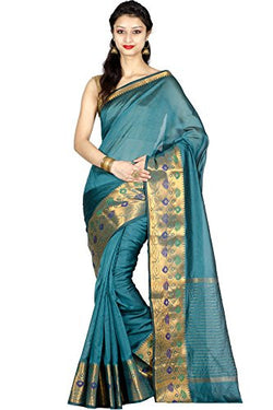 Chandrakala Turquoise Banarasi Art Silk Saree