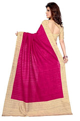 SOURBH Women's Raw Silk Saree (659_Pink,Beige)