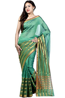 Chandrakala Women's Banarasi Cotton Silk Saree(Green)