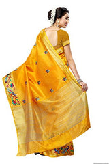 Mimosa Women'STassar silk Saree with Hand Embroidery Color: Gold(3220-2085-EMB-GLD)