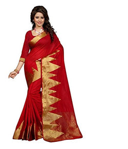 Binal Fashion Self Design Women Red Cotton Silk Saree