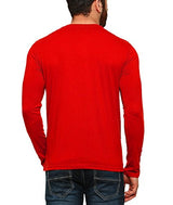 Tripr Men's V-Neck Full Sleeves Tshirt Red (Large)