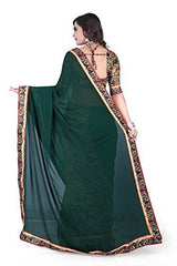 Glory Sarees Women's Georgette Saree(greenberry_green)