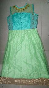 SS Global Women's Soft Net, Taffeta &amp; Silk Embroidered Semi-stitched Boat Nec...