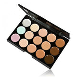Imported 15-Colors Concealer Palette + 10Pcs Eyebrow Power Makeup Brush Set White