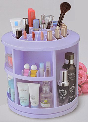 Purple Colour Makeup Cosmetic Organiser Storage Case Box 360 Degree Rotating Revolving. Gift for girl woman female sister wife